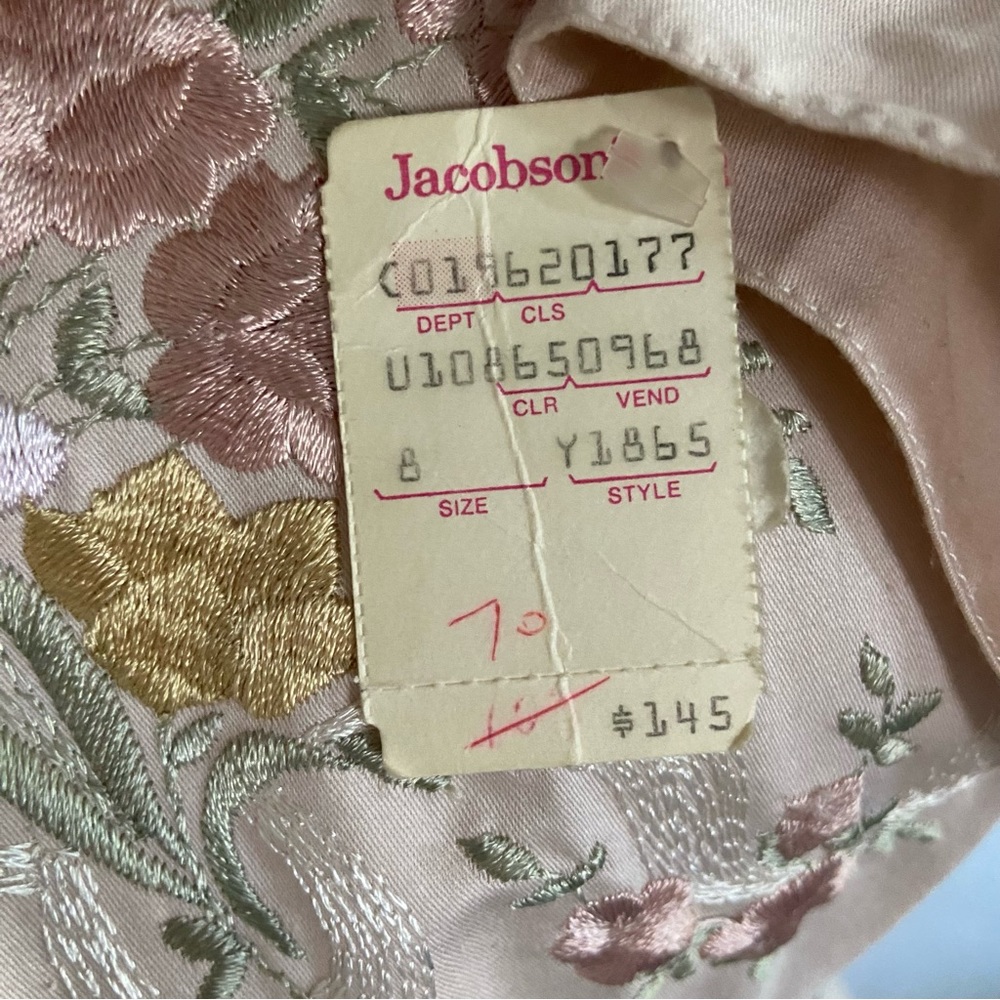 Vintage Dead Stock Donna Morgan 40s 50s Style Dress Floral Embroidered Blush - Picture 5 of 15